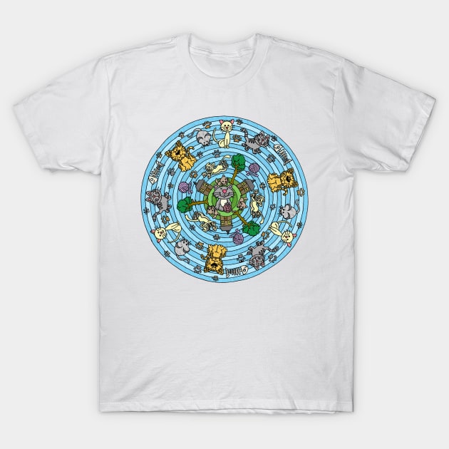 Cat Themed Mandala T-Shirt by gorff